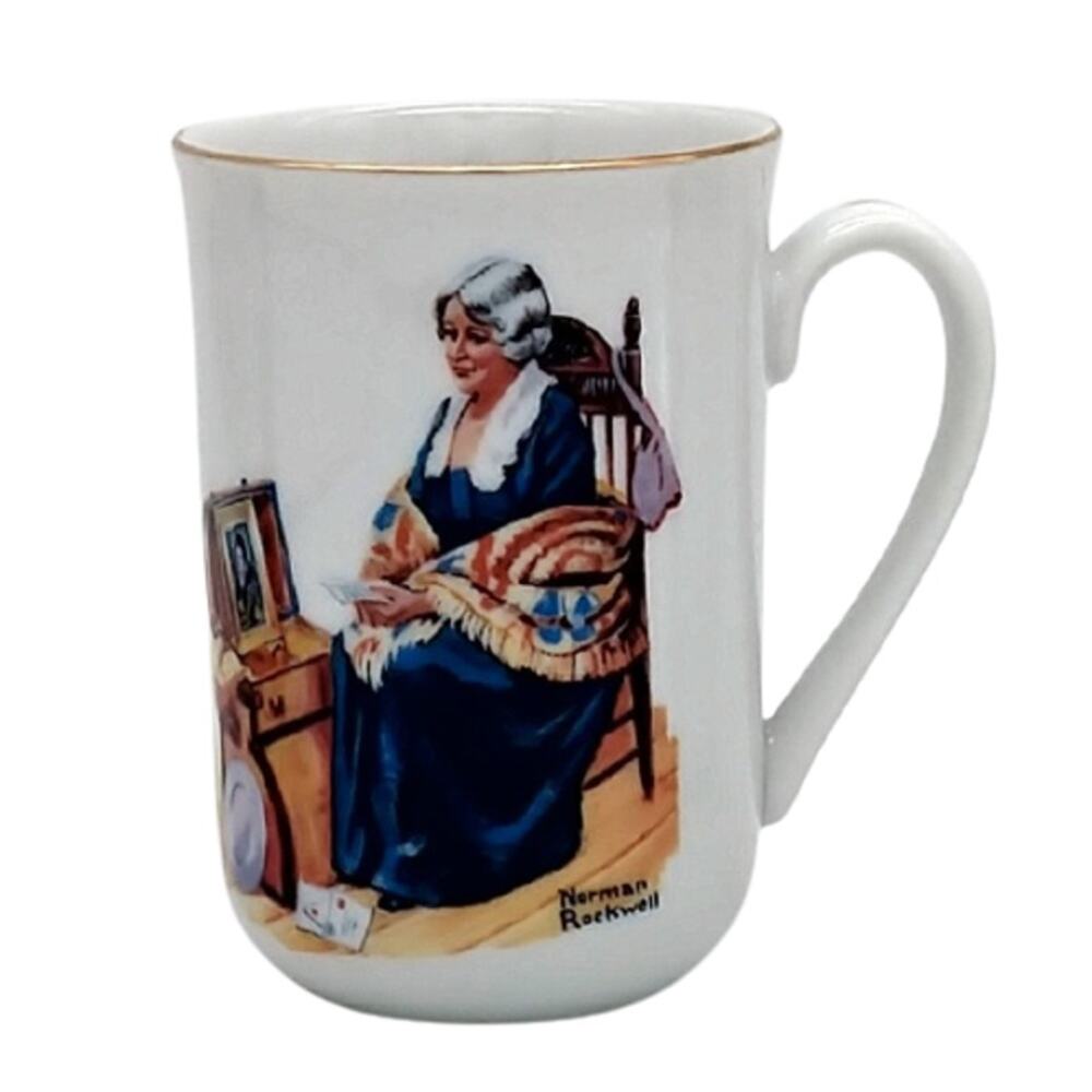 Vintage 1983 Norman Rockwell Mug Memories Gilded Rim New in Box Collectible